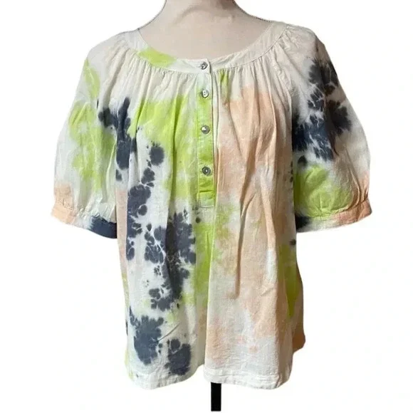 Elizabeth & James Tie Dye Cotton Button Front Blouse M - Picture 2 of 13